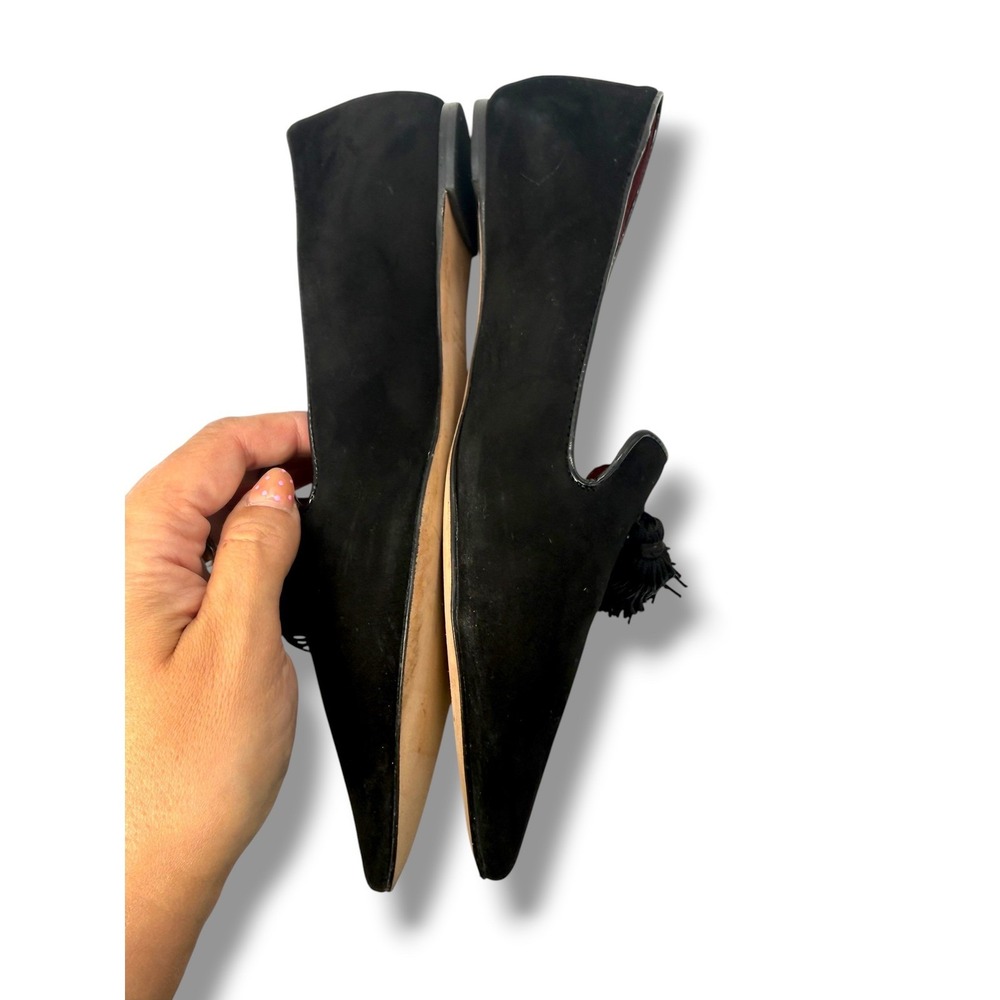 Kate Spade New York Adore Black Suede Tassel Pointed Toe Flats Size 8B - Picture 7 of 13